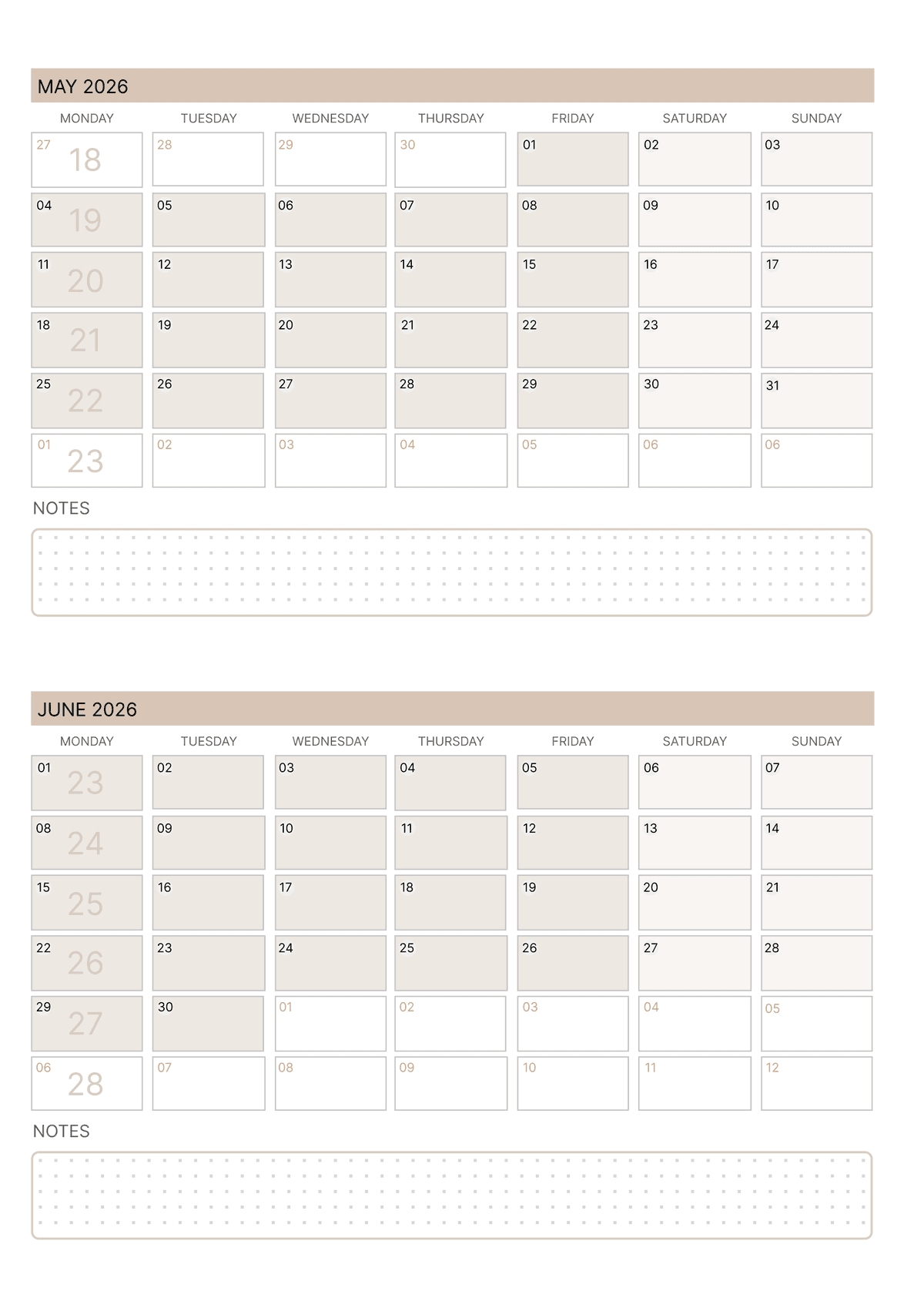 Colorful 4 Month Calendar