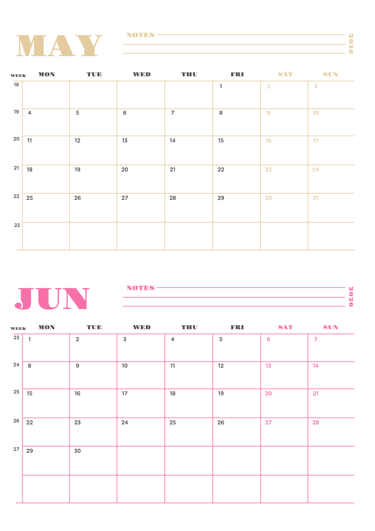 Colorful 4 Month Calendar