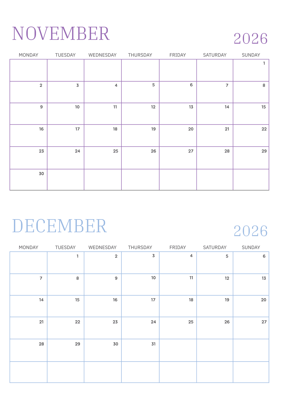 Colorful 4 Month Calendar