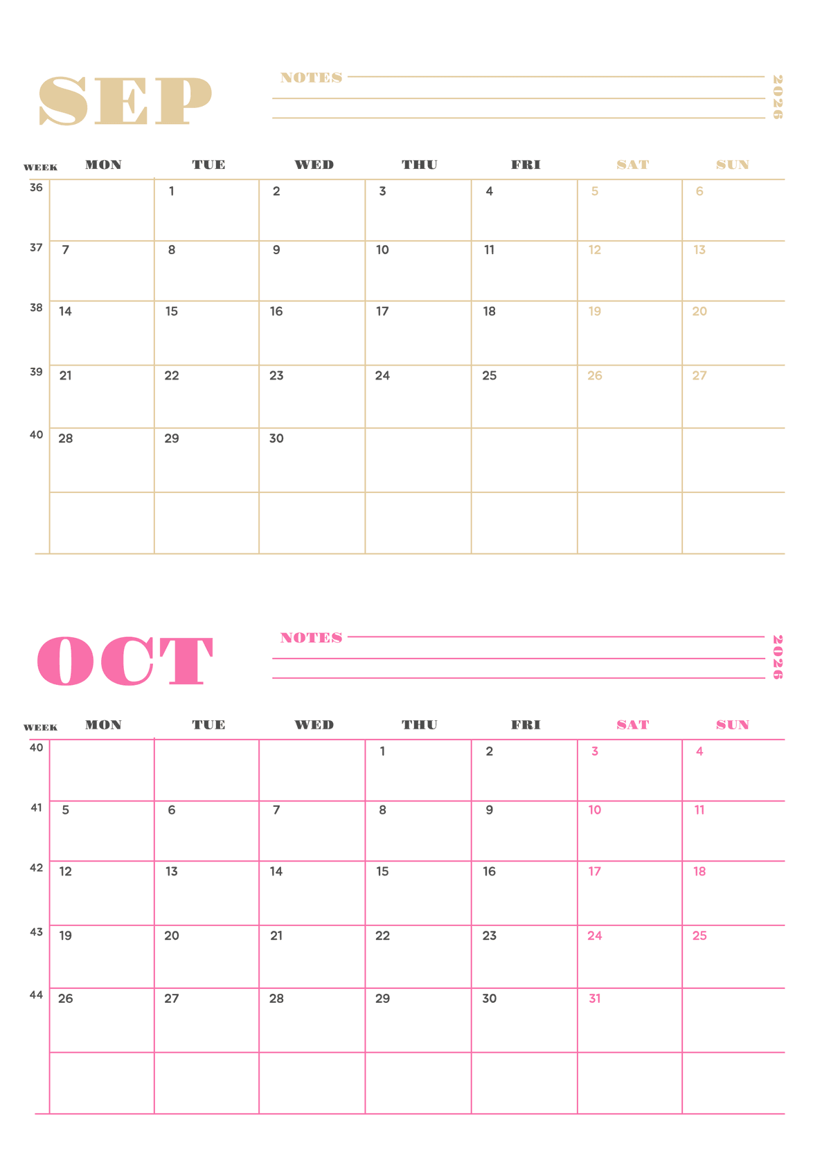 Colorful 4 Month Calendar
