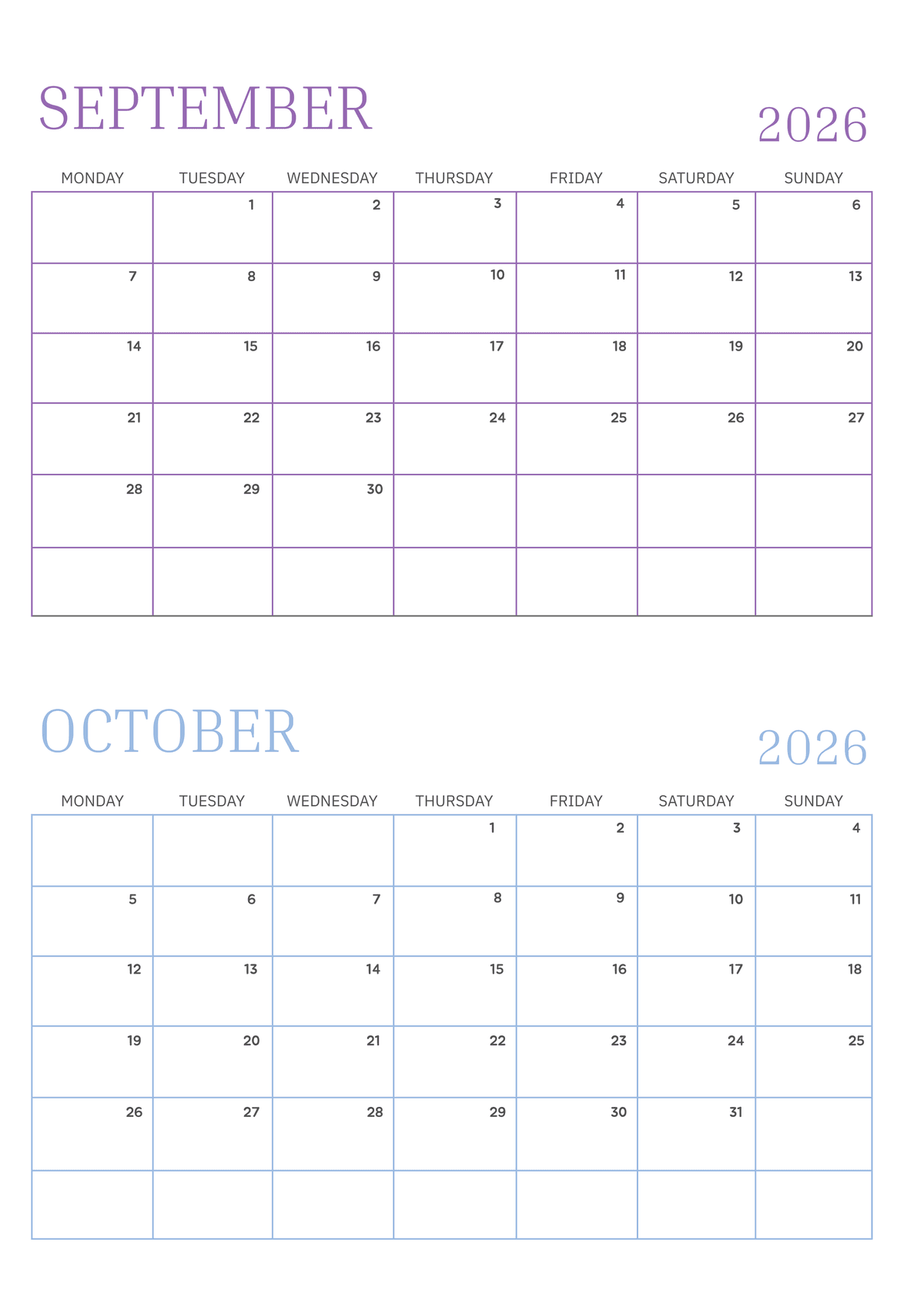Colorful 4 Month Calendar