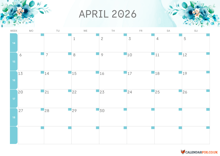 April Calendar Floral Theme 2