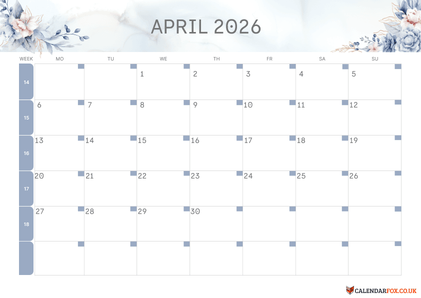 April Calendar Floral Theme 4