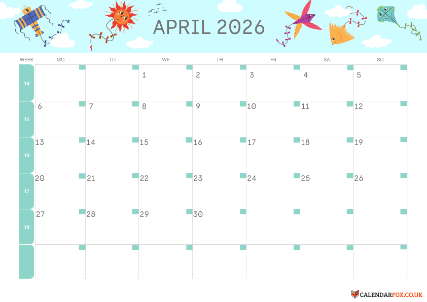 April Calendar Kids Theme 4