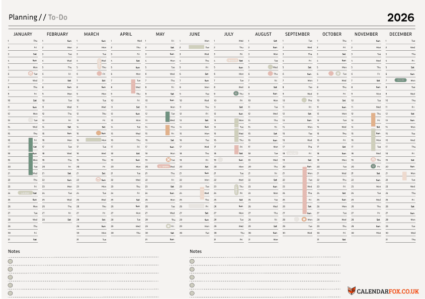 Year at a glance – Minimalist Design