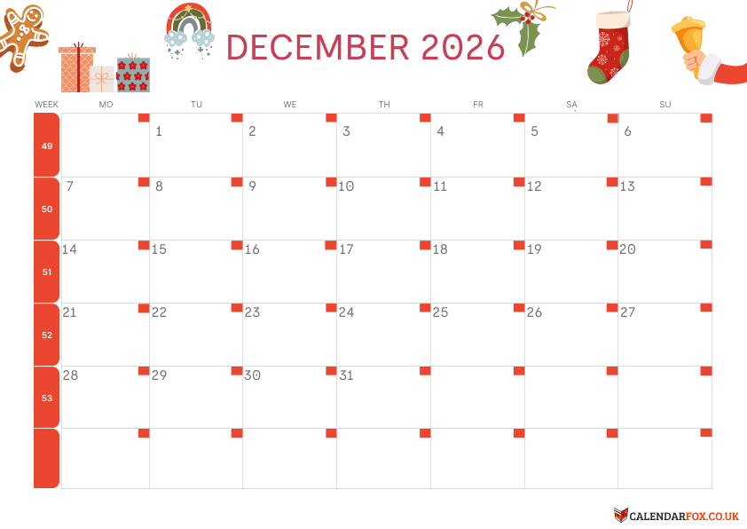 Calendar December Christmas Theme 2