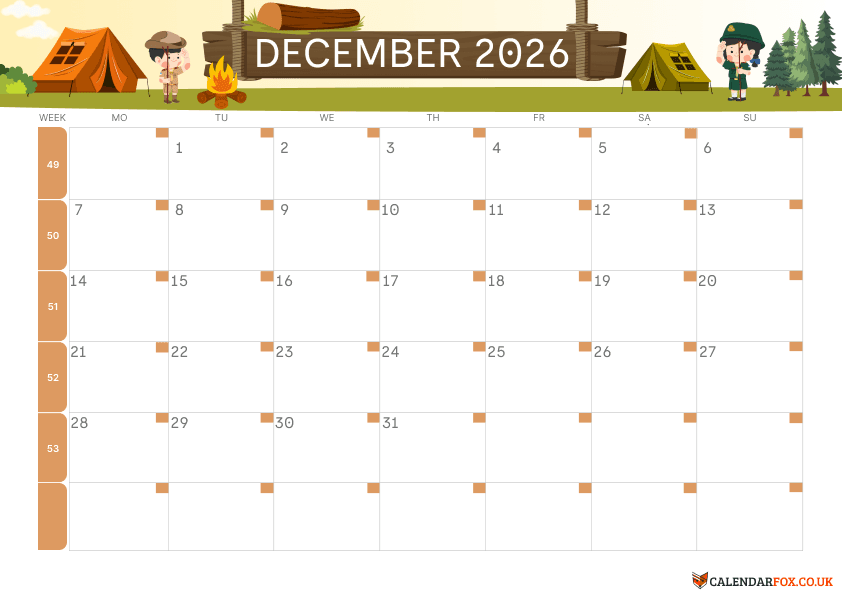 Calendar December Kids Theme 2