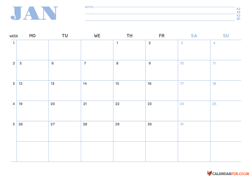 Monthly calendar - Month by Month
