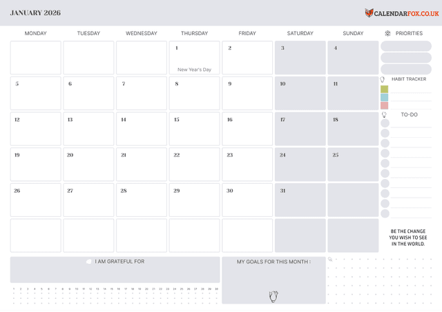 January 2026 Calendar - 25 Free Printable PDF Tmplates January 2026 Calendar - 25 Free Printable PDF Tmplates