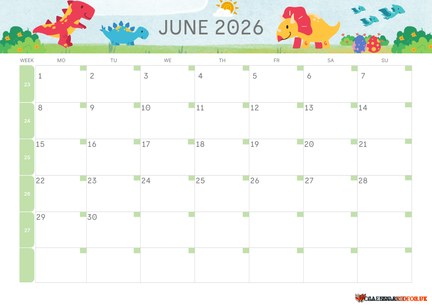 June Calendar Kids Theme 4