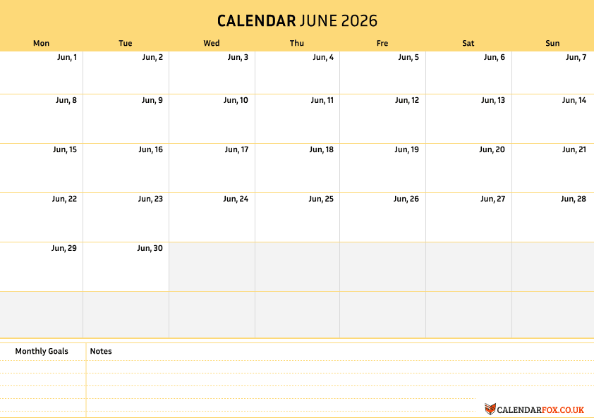 June Calendar Minimalist Theme 3