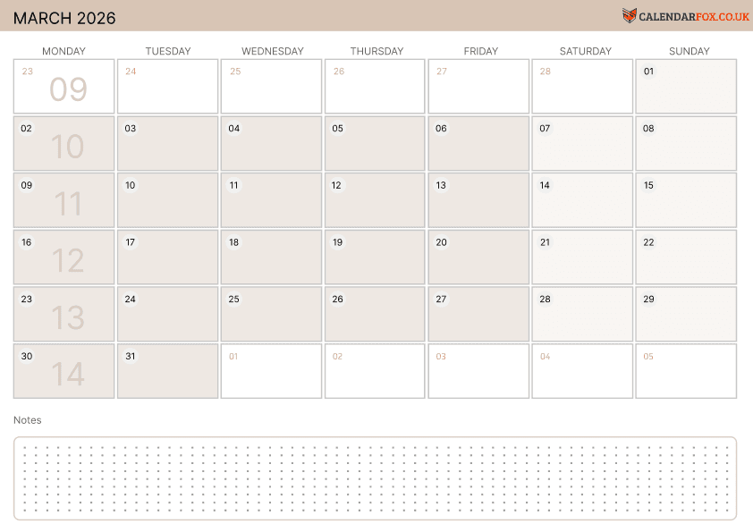 Cream Minimalist with Notes Grid
