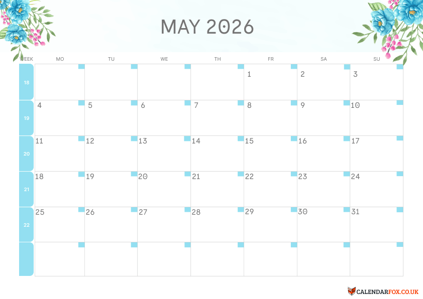 May Calendar Floral Theme 4