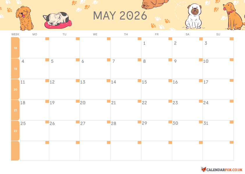 May Calendar Kids Theme 1