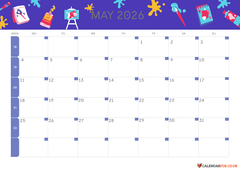 May Calendar Kids Theme 4
