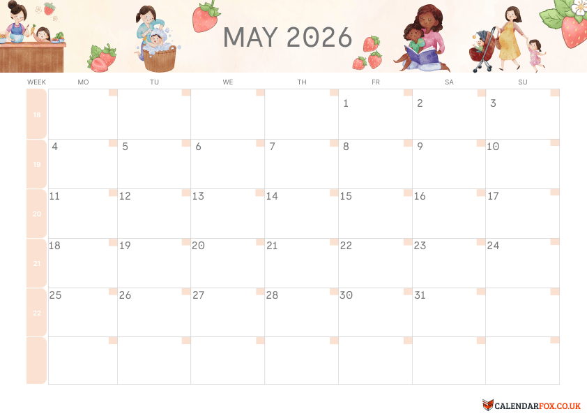 May Calendar Mothers Day Theme 1