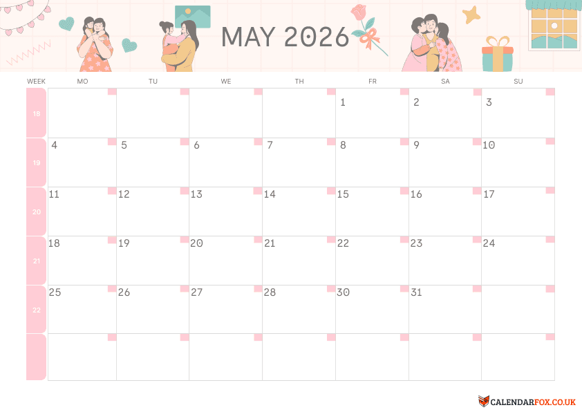May Calendar Mothers Day Theme 2