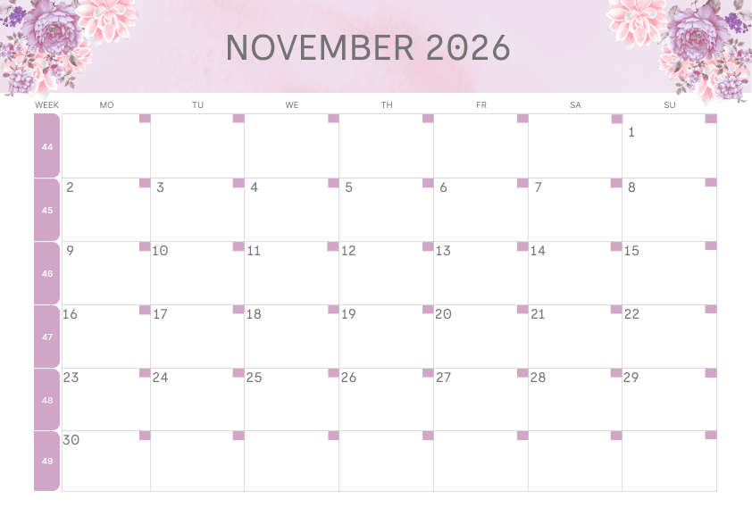 November Calendar - Winter Theme