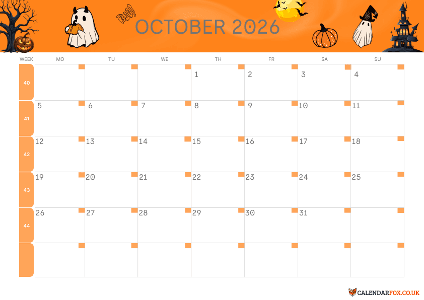 Calendar October Halloween Theme 2