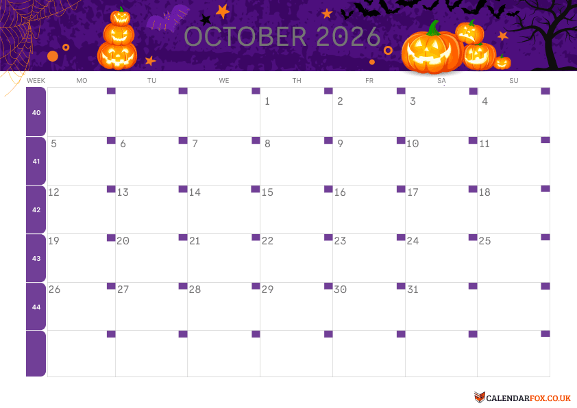 Calendar October Halloween Theme 4