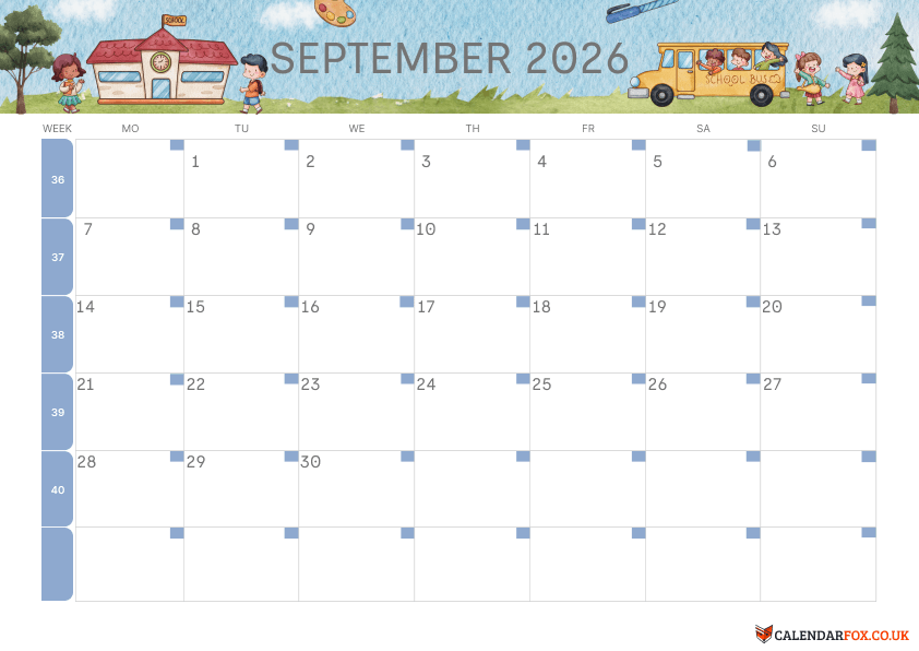 Calendar September Kids Theme 4